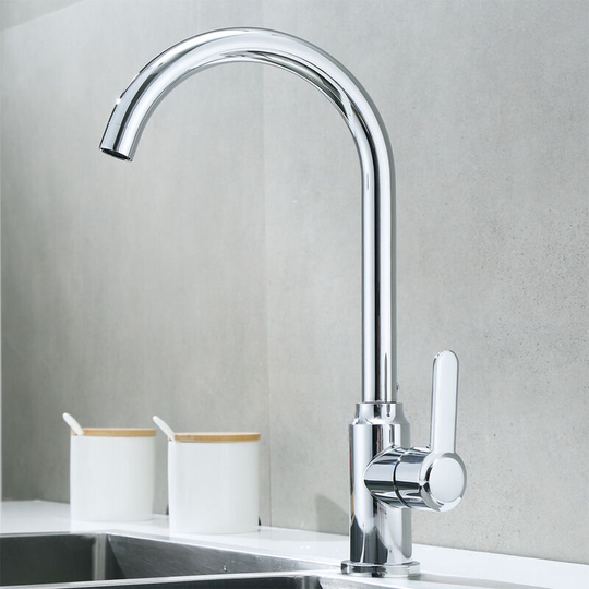 Litzee - Kitchen Faucet, with 360° Rotatable Kitchen Mixer Tap and Adjustable Hot and Cold Faucet, Suitable for Kitchen Sink with Starlight Chrome