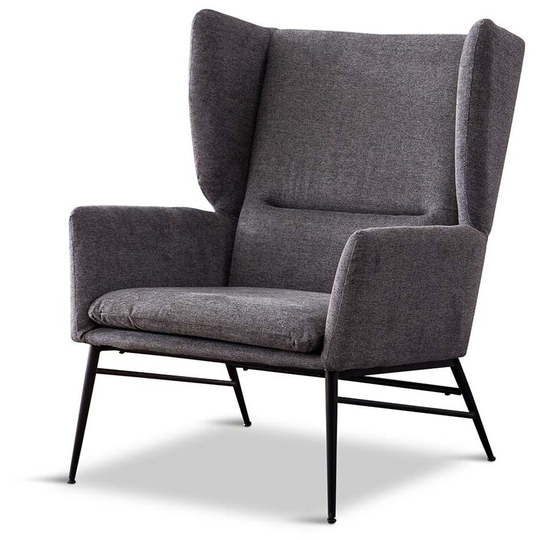 Clara Wing Back Occasional Fabric Lounge Accent Chair Living Room Armchair Grey without Footstool - Grey without Footstool
