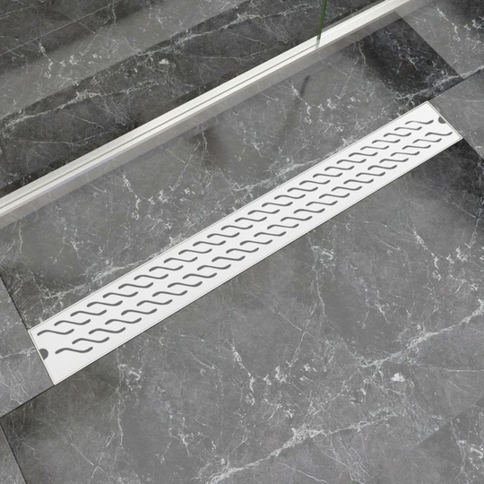 Linear Shower Drain Wave 930x140 mm Stainless Steel VD04366 - Hommoo