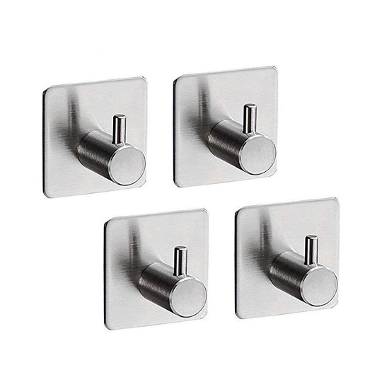 Perleraregb - 4 pieces 3M adhesive hook, wall hook stainless steel bathroom, waterproof and oil-resistant self-adhesive towel holder for the kitchen,