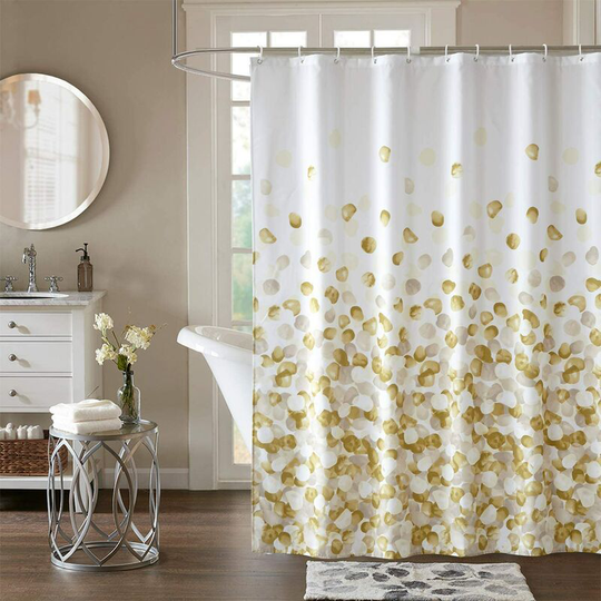 Gift - Shower Curtain 180 x 180 cm Polyester Shower Curtains Mildew Proof Waterproof Fabric Shower Liner Long Bathtub Bathroom Curtain with Curtain