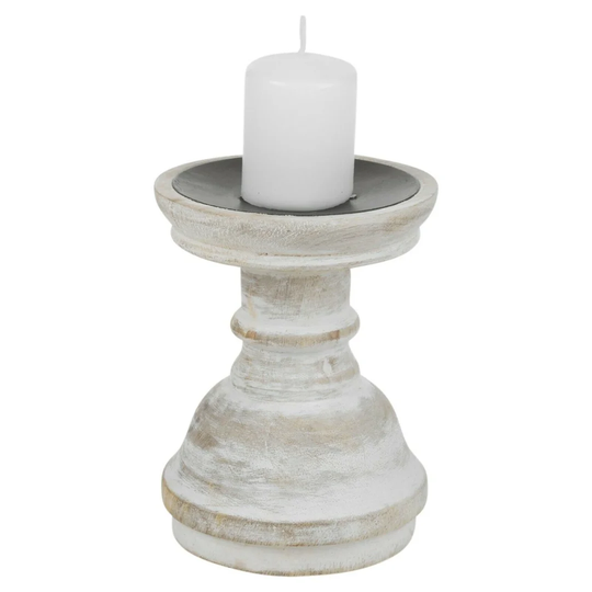 14Cm Wood Tabletop Candlestick