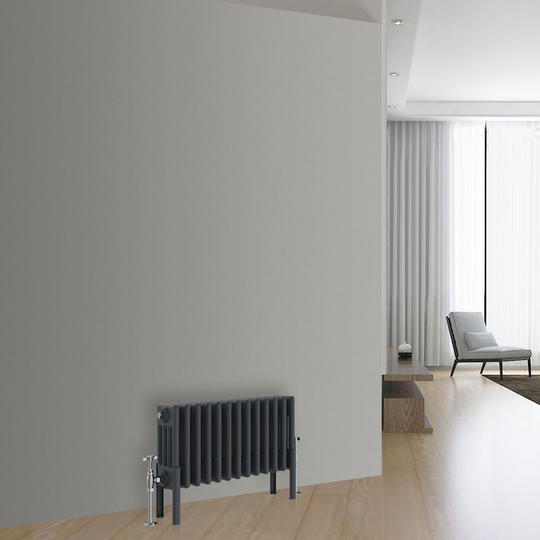 NRG - Traditional Cast Iron Style Radiator Anthracite Central Heating Rads Horizontal 4 Column 300x605mm