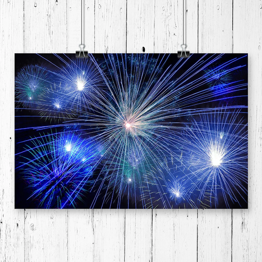 "Blue Fireworks at Night" Graphic Art