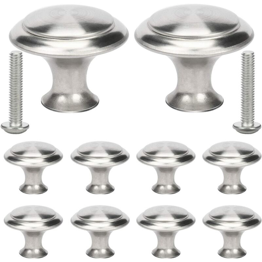 10Pcs Handle Small Handle Drawer Steel Cabinet Knob Pretty Zinc Alloy Drawer Doors Wardrobe Makeover Old Kitchen Cupboards Men Women Silver