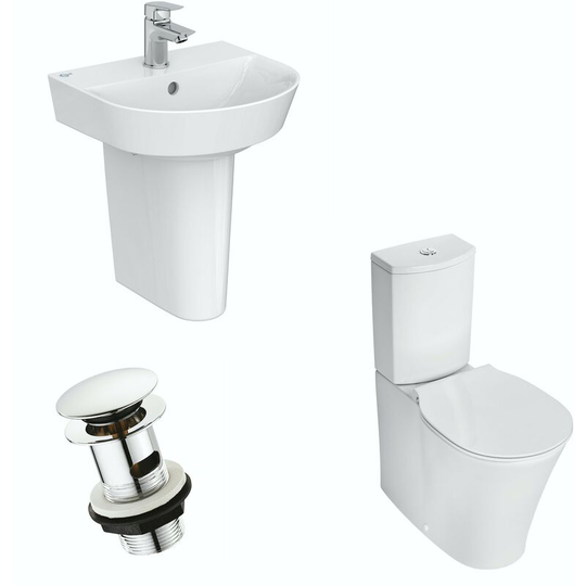 Idealstandard - Ideal Standard Connect Air Arc toilet and semi pedestal suite 400mm with free waste - White/chrome