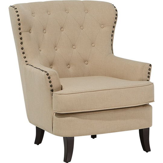 Classic Living Room Accent Chair Tufted Nailhead Trim Beige Fabric Viborg - Beige