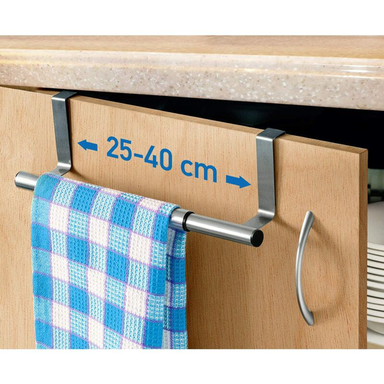 Towel Rack Tea Towel Holder Hanging on Closet Doors, Dryer 1 Stainless Steel Extendable Bar, 25-40x8x9cm, Kitchen and Bathroom Accessory without