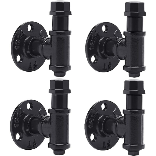 Ilovemilan - 4 Pack Industrial Iron Pipe Coat Hook Racks Rustic Clothes Towel Holder Hanger Robe Towel Wall Hooks Wall Mounted for Hanging Hardware