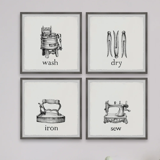 Wash Dry Iron Sew - 4 Piece Picture Frame Painting