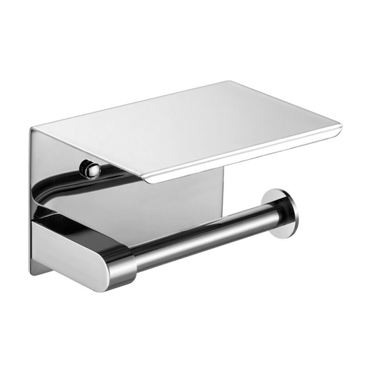 Toilet Paper Holder, Wall Mounted Toilet Paper Holder, 304 Stainless Steel Toilet Roll Holder, Installation with Screws or 3M Self Adhesive, Silver