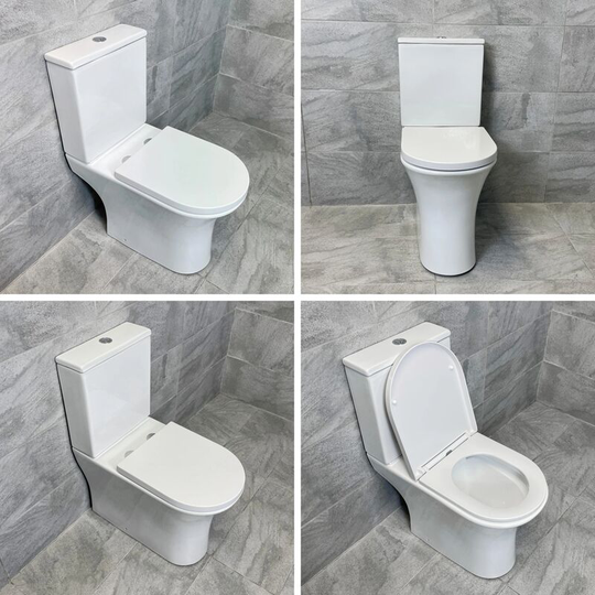 Hydros - Cam Close Coupled Rimless Comfort Height Open or Closed Back Toilet Inc. Seat, Closed Back Toilet-Without Fixing Kit