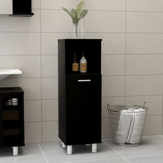 Asupermall - Bathroom Cabinet Black 30x30x95 cm Chipboard