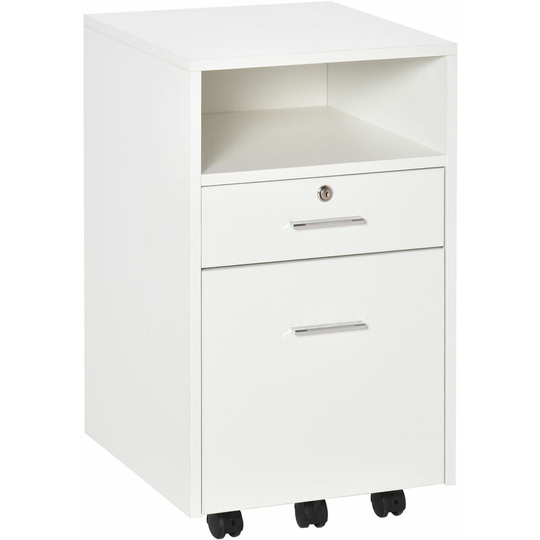 Vinsetto - Mobile File Cabinet Lockable Documents Storage w/ 5 Wheels White - White