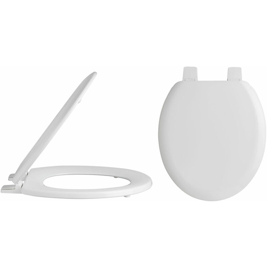 Traditional Wooden Toilet Seat with Plastic Hinges - White - Nuie