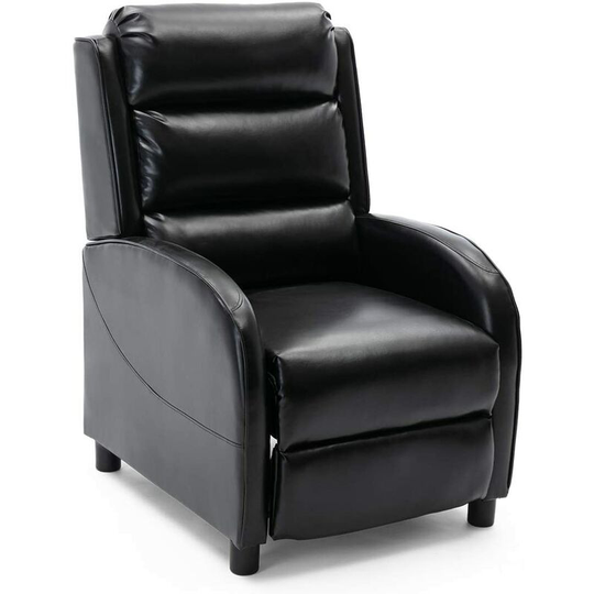 More4homes - norton bonded leather pushback recliner armchair sofa gaming chair reclining (Black) - Black