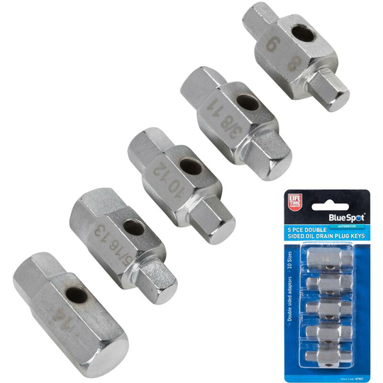 5pc Double Sided Oil Sump Drain Plug Axle Gearbox Tool Key Set - Bluespot