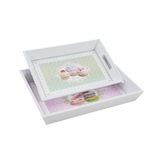 Wooden 2 Piece Serving Tray Set
