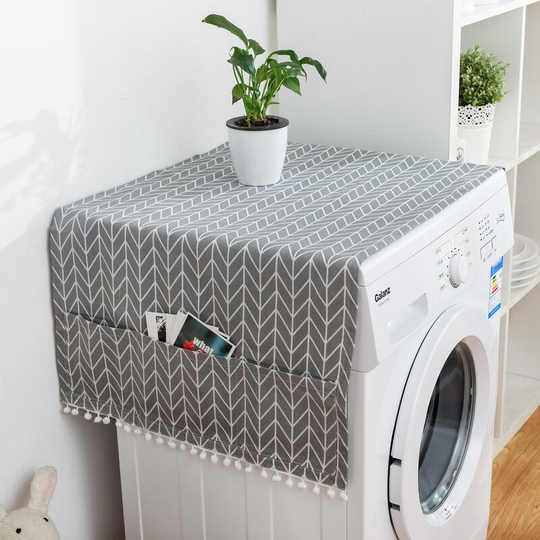 2PCS Fridge Dust Proof Cover Multi-Purpose Washing Machine Top Cover with Refrigerator Storage Organizer Bags (Gray)