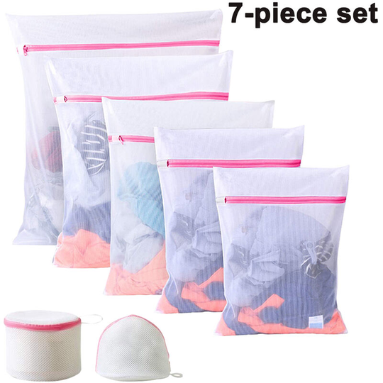 7 Piece Set Reusable Large Mesh Laundry Bag , Delicates Bag for Washing Machine, Travel Storage Organize Bag for Lingerie, Sock, Garment-Style 2