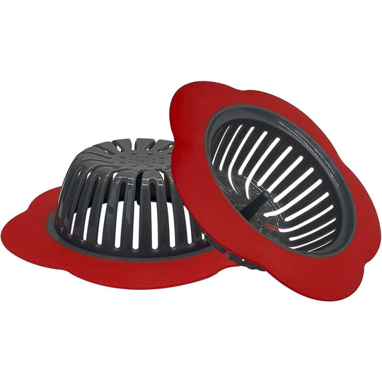 Sunflowergb - 2 Pack Large Silicone Sink Strainers, 4.5 Inch Kitchen Sink Strainer Basket, Effectively Catches More Solid Debris (Red)