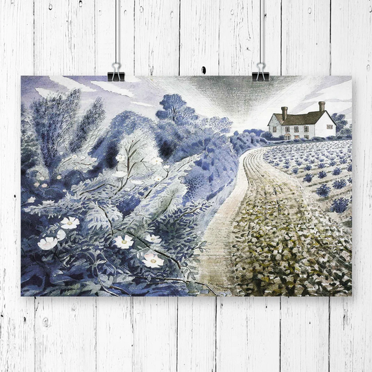 House and Field by Eric Ravilious - Graphic Art Print