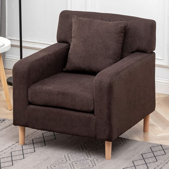 Scandinavian Armchair Chair, HollyHOME Living Room Armchair with Cushion Velvet Relax Lounger, Reading Chair for Bedroom, Grayish Brown