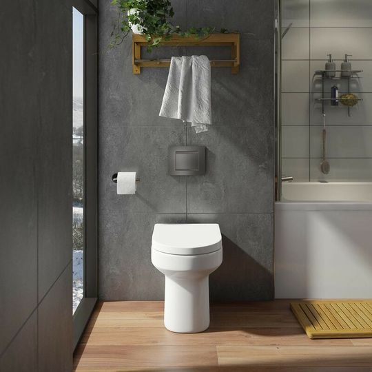 Wharfe rimless back to wall toilet and wrapover soft close toilet seat - White - Orchard