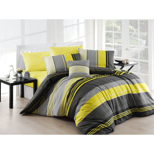 Mincey White/Yellow/Black Duvet Cover Set
