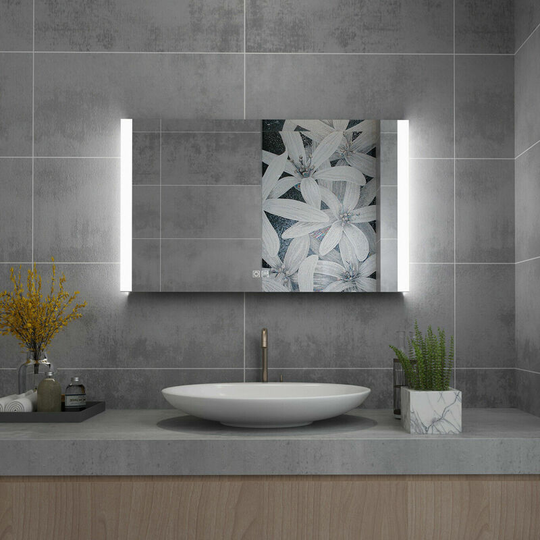 Lisa - 1000x600mm Backlit Illuminated led Bathroom Mirror with Demister Pad Touch Sensor 3 Color Dimmable Vertical Horizontal Wall Mounted
