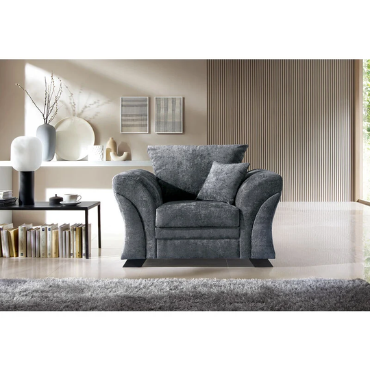 Farrow crushed chenille ARMCHAIR-Dark Grey - color Dark Grey - Dark Grey