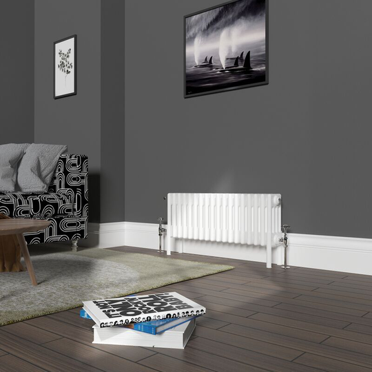 NRG - Traditional 4 Column Radiator Cast Iron Style Heating Rads Horizontal White 300x830mm