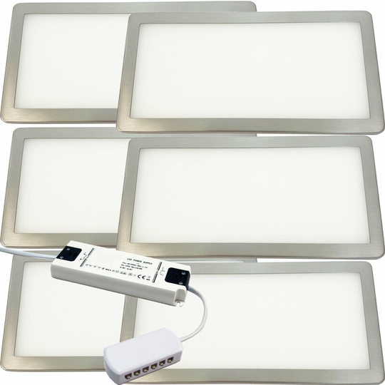 6x brushed nickel Ultra-Slim Rectangle Under Cabinet Kitchen Light & Driver Kit - Natural White Diffused led