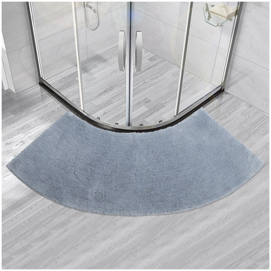 Ilovemilan - Household fan-shaped bathroom door fan-shaped solid color floor mat semicircle tpr anti-skid pedal mat shower shaped carpet (gray)