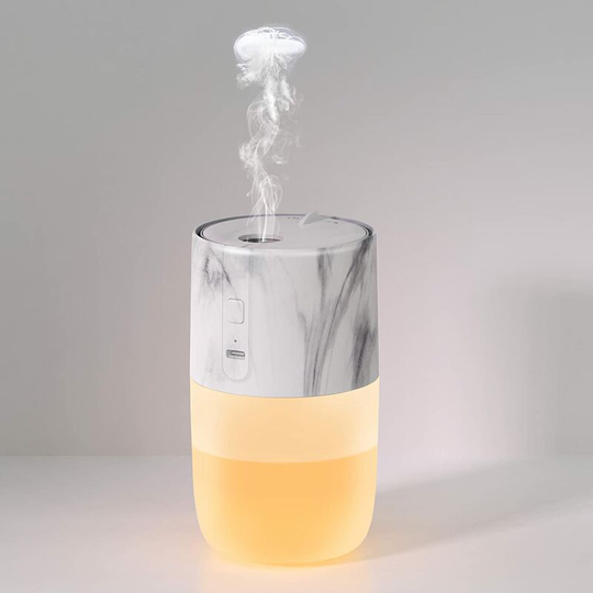Perlerare - Mini Air Humidifier, 300ML Ultrasonic Humidifier Jellyfish Smoke Ring, usb Chargeable Humidifier with 7 Multicolor LEDs for Car, Travel,