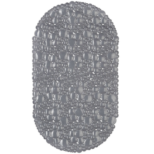 Relaxdays - Anti-Slip Bath Mat, Stone-look Design, Non-Slippery Suction Cups for Bathtub, Washable, WxD: 36 x 67 cm, Grey