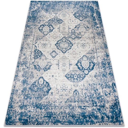 Andre 1819C washing carpet Rosette, vintage anti-slip - beige / blue blue 120x170 cm