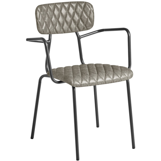 Tara Armchair - Diamond Stitched - Vintage Silver. - Silver