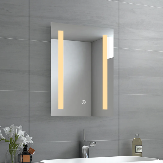 Emke LED Bathroom Mirror 45X60cm Bathroom Mirror With Warm White Lighting Touch Switch And Fogproof