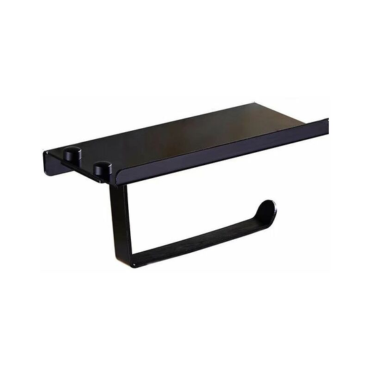 The black) Towel Toilet Paper Holder Aluminum Wall Mount Hygienic Paper Towel Holder Kitchen Paper Roll Holder Cell Phone Storage Box
