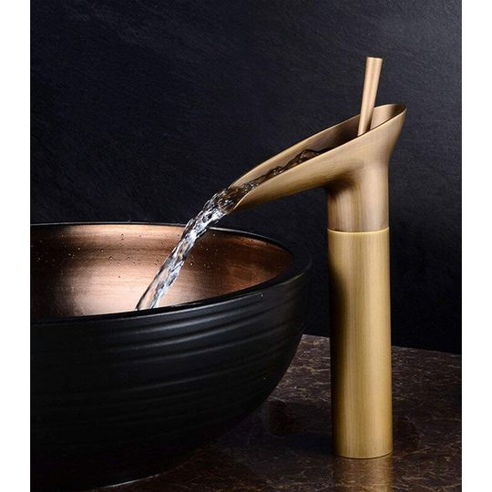Bathroom Sink Faucet Waterfall Bathroom Sink Faucet Antique Brass Hot and Cold Faucet Switch Bathroom Sink