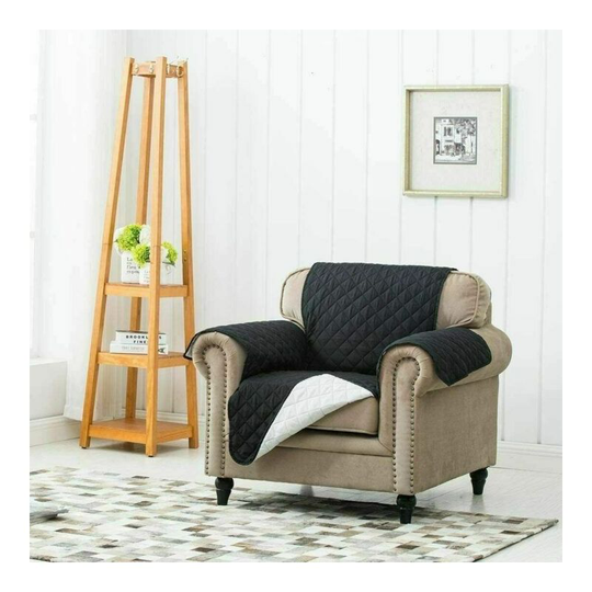 Black Quilted Armchair Cover