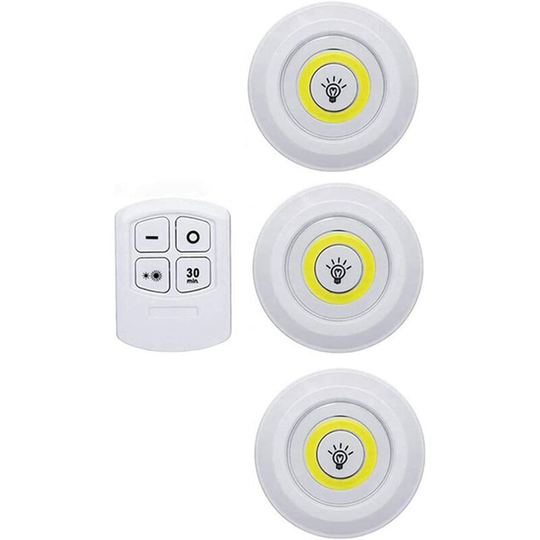 3W Super Bright COB Under Cabinet Light LED Wireless Remote Control Dimmable Wardrobe Night Night Lamp Home Bedroom Cabinet Night Light for Kitchen