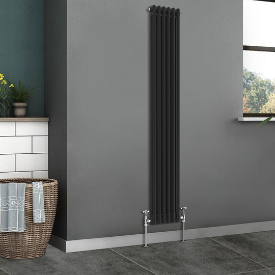 Traditional Radiator Cast Iron Style Radiator 2 Column Black 1800x290mm