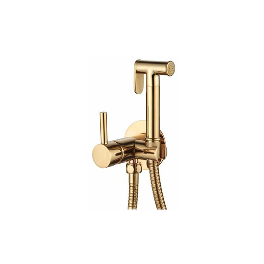 Invena - Gold Brass Wallmounted Bidet Tap Ceramic Head Mixer Expendable Handle