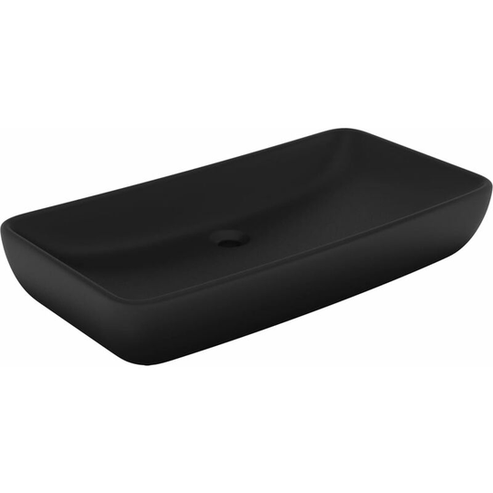 Luxury Basin Rectangular Matt Black 71x38 cm Ceramic Vidaxl Black