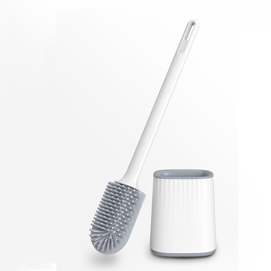 Wall Mounted Soft Rubber Toilet Brush Set, Dead Corner Free Toilet Cleaning Brush, Long Handle Silicone Imitation Toilet Brush
