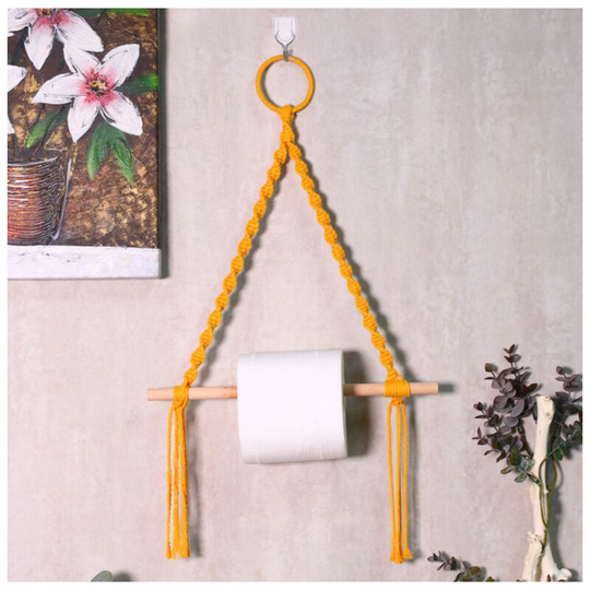 Toilet Paper Holder Towel Rack,Lace Wall-Mounted Toilet Paper Holder, Antique Wooden Rope, Wall-Mounted Towel Rack,for Bathroom Decoration, with