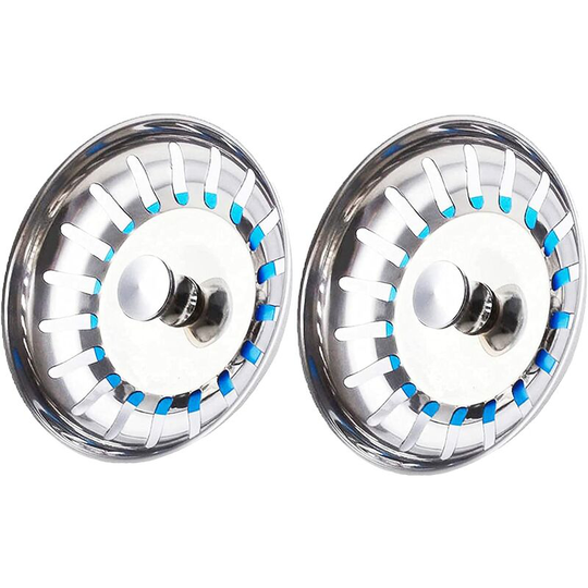 Kitchen Sink Strainer, 2 Pieces Sink Stopper Stainless Steel Size 80mm Easy Porous Drainage, Sink Strainer Durable Basket with 1 Piece Silicone Sink