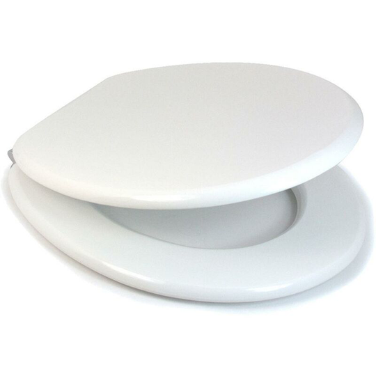 White 18' mdf universal bathroom wc toilet seat easy fit with fittings wooden w/c